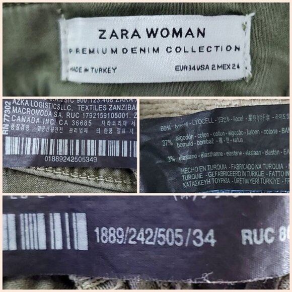 ZARA- Soft Sage Green Cargo Skinny Fit Pants with Zip Ankle - Picture 14 of 15